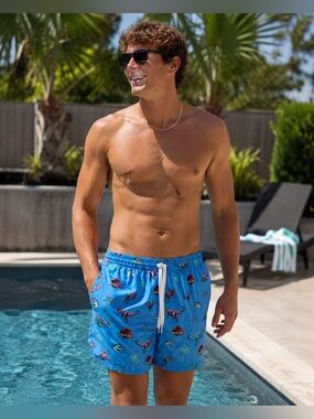 Chubbies Jurassic Park Dinosaur Swim Trunks Shorts Large 5.5” Inseam